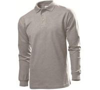 Stedman Polo Long Sleeve Men Grau Baumwolle Medium Herren