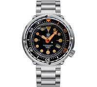 Steeldive SD1975V Herren-Armbanduhr, zweifarbig, Keramik-Lünette, Orange, leuchtender Edelstahl, NH35, automatische Taucheruhr, Stahlarmband