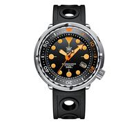 Steeldive SD1975V Taucheruhr mit zweifarbiger Keramik-Lünette, Orange, leuchtender Edelstahl, NH35, automatische Taucheruhr für Herren, Gummiband