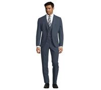 Steffen Klein Herren Anzug - Dreiteiler - Slim Fit - Größe 52 - Business Anzug mit Weste - Elastischer Komfort - Graublau