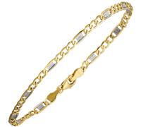 Steg-Panzerarmband 333 Gelbgold bicolor 19 cm Gold Armband Goldarmband Karabiner