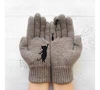 Stehaufe Handschuhe aus Baumwolle im Katzenstil,Warme Handschuhe Warme Strickhandschuhe,Warm und Winddicht Winterhandschuhe Frauen Männer Herbst Winter StrickGloves Mit Katze Und Fisch Motiv