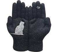 Stehaufe Handschuhe aus Baumwolle im Katzenstil,Warme Strickhandschuhe,Frauen Männer Herbst Winter StrickGloves Mit Katze Und Fisch Motiv,Warme Handschuhe,Warm und Winddicht Winterhandschuhe (schwarz)