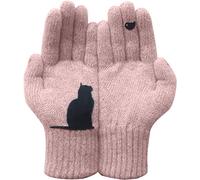 Stehaufe Handschuhe aus Baumwolle im Katzenstil,Warme Strickhandschuhe,Frauen Männer Herbst Winter StrickGloves Mit Katze Und Fisch Motiv,Warme Handschuhe,Warm und Winddicht Winterhandschuhe (pink)