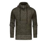Stehkragen Grobstrick Biker Pullover mit Hohem Rollkragen L