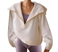 Stehkragen Pullover Damen weiß Sweatshirt Damen ohne Kapuze Baumwolle Hoodie schwarz Damen lang Blazer Jacke Damen Weste Damen Softshell Damen Langarmshirt eng weihnachtsmann Tunika Shirts