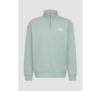 Stehkragen Sweatshirt mit Reißverschluss und Frontprint S grün 2170824.7217.S