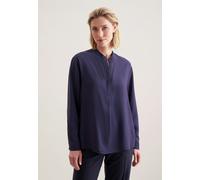 Klassische Bluse SEIDENSTICKER "Schwarze Rose" Gr. 44, blau (dunkelblau) Damen Blusen langarm Tunika Uni (13500741-44)