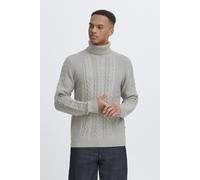 Stehkragenpullover BLEND "BHBASIM Roll", Herren, Gr. XL, grau (stone mix), Strick, Obermaterial: 50% Baumwolle, 47% Polyacryl, 3% Nylon, unifarben, regular fit normal, Rippbündchen, Pullover Stehkrage