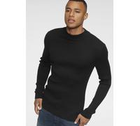 Stehkragenpullover BRUNO BANANI, Herren, Gr. M (48/50), schwarz, Feinstrick, Obermaterial: 50% Baumwolle, 50% Polyacryl, Basic, slim fit, Bündchen, Pullover Stehkragenpullover, in Rippstrickoptik (562