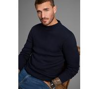 Stehkragenpullover BRUNO BANANI, Herren, Gr. XXL (60/62), blau (dunkelblau), Feinstrick, Obermaterial: 50% Baumwolle, 50% Polyacryl, unifarben, Basic, slim fit, Bündchen, Pullover Stehkragenpullover,