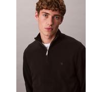Stehkragenpullover CALVIN KLEIN JEANS "LS 100% MERINO QZ 14GG", Herren, Gr. XL, schwarz, Web, Obermaterial: 100% Wolle, unifarben, regular fit normal, Rundhals, eingesetzt gerader Abschluss, Pullover