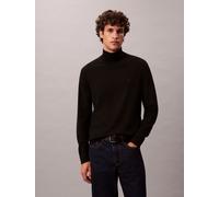 Stehkragenpullover CALVIN KLEIN JEANS "LS MERINO MOCK NECK SWTR 14GG", Herren, Gr. S, schwarz, Web, Obermaterial: 100% Wolle, unifarben, regular fit normal, Rundhals, eingesetzt gerader Abschluss, Pul