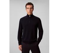 Stehkragenpullover CALVIN KLEIN "LS 100% MERINO QZ 14GG", Herren, Gr. S, blau (schwarz sapphire), Web, Obermaterial: 100% Wolle, unifarben, regular fit normal, Rundhals, eingesetzt gerader Abschluss,
