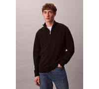 Stehkragenpullover CALVIN KLEIN "LS 100% MERINO QZ 14GG", Damen, Gr. XXL, schwarz, Web, Obermaterial: 100% Wolle, unifarben, regular fit normal, Rundhals, eingesetzt gerader Abschluss, Pullover Stehkr