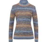 Stehkragenpullover camel-jeansblau-gemustert 46 Polyacryl
