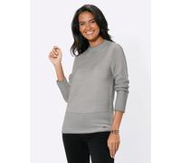 Stehkragenpullover CASUAL LOOKS "Pullover", Damen, Gr. 42, grau (grau, ecru, geringelt), 50% Baumwolle, 50% Polyacryl, gemustert, mehrfarbig, Pullover Stehkragenpullover (40245805-42) grau, ecru, geri