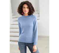 Stehkragenpullover CASUAL LOOKS "Pullover", Damen, Gr. 44, blau (eisblau), 50% Baumwolle, 50% Polyacryl, meliert, unifarben, figurumspielend, Pullover Stehkragenpullover (109315-44) eisblau