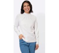 Stehkragenpullover CASUAL LOOKS "Stehkragen-Pullover", Damen, Gr. 46, weiß (ecru), 50% Viskose, 28% Polyester, 22% Polyamid, meliert, unifarben, Pullover Stehkragenpullover (13692460-46) ecru