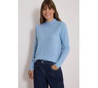 Stehkragenpullover CECIL, Damen, Gr. 3XL (48), blau (easy blau melange), Web, 37% Baumwolle, 34% Polyacryl, 26% Polyester, 3% Elasthan, unifarben, comfort fit normal, hoch geschlossener Ausschnitt, ab