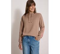 Stehkragenpullover CECIL, Damen, Gr. L (42), beige (creamy mocha melange), Web, 50% Polyacryl, 50% Baumwolle, unifarben, normal normal, hoch geschlossener Ausschnitt, abgesteppt, Pullover Stehkragenpu