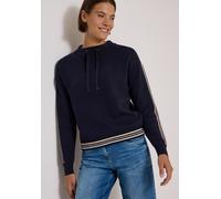 Stehkragenpullover CECIL, Damen, Gr. M (40), blau (urban dunkelblau melange), Web, 50% Polyacryl, 50% Baumwolle, unifarben, normal normal, hoch geschlossener Ausschnitt, abgesteppt, Pullover Stehkrage
