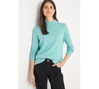 Stehkragenpullover CECIL, Damen, Gr. XL (44), foam blau melange, Strick, Obermaterial: 37% Baumwolle, 34% Polyacryl, 26% Polyester, 3% Elasthan, unifarben, lässig geschnitten hüftbedeckend, Rundhals,