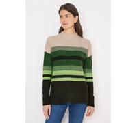 Cecil Damen Gestreifter Mouliné Pullover in Grün, Gr: XS