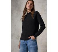 Stehkragenpullover CECIL, Damen, Gr. XXL (46), grau (deep charcoal grau), Stoff, 68% Polyester, 32% Baumwolle, unifarben, normal normal, hoch geschlossener Ausschnitt, Bündchen, Pullover Stehkragenpul