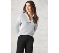 Stehkragenpullover CECIL, Damen, Gr. XXL (46), grau (silber chalk grau melange), Web, 37% Baumwolle, 34% Polyacryl, 26% Polyester, 3% Elasthan, unifarben, normal normal, hoch geschlossener Ausschnitt,