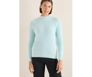 Stehkragenpullover CECIL, Damen, Gr. XXL (46), light foam blau, Strick, Obermaterial: 80% Polyester, 20% Baumwolle, unifarben, lässig geschnitten hüftbedeckend, Rundhals, Pullover Stehkragenpullover,