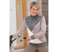 Stehkragenpullover CLASSIC BASICS "Pullover", Damen, Gr. 42, grau (taupe, schwarz, meliert), 100% Polyacryl, gemustert, mehrfarbig, Pullover Stehkragenpullover (89210956-42) taupe, schwarz, meliert
