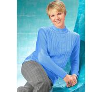 Stehkragenpullover CLASSIC BASICS "Pullover", Damen, Gr. 44, blau (bleu), 100% Polyacryl, unifarben, figurumspielend, Pullover Stehkragenpullover (824929-44) bleu