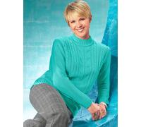 Stehkragenpullover CLASSIC BASICS "Pullover", Damen, Gr. 50, blau (türkis), 100% Polyacryl, unifarben, figurumspielend, Pullover Stehkragenpullover (694377-50) türkis