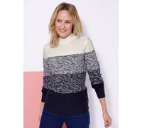 Stehkragenpullover CLASSIC BASICS "Stehkragen-Pullover", Damen, Gr. 44, bunt (ecru, marine), 100% Polyacryl, bedruckt, gemustert, mehrfarbig, Pullover Stehkragenpullover (87301852-44) ecru, marine