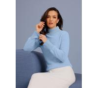 Stehkragenpullover CREATION L PREMIUM "Lyocell-Mix-Pullover", Damen, Gr. 36, blau (eisblau), 58% Polyamid, 25% Lyocell, 16% Polyester, 1% metallisierte Fasern, unifarben, Pullover Stehkragenpullover (