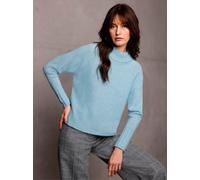 Stehkragenpullover CREATION L PREMIUM "Merino-Kaschmir-Pullover", Damen, Gr. 40/42, blau (aquamarin, meliert), 90% Schurwolle, 10% Kaschmir, unifarben, Pullover Stehkragenpullover (82090928-40) aquama