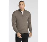 Stehkragenpullover GANT "COTTON/WOLL HALF ZIP", Herren, Gr. XL, braun (schwarz hazelnut melange), Strick, Obermaterial: 70% Baumwolle, 30% Wolle, normal, Rippbündchen, Pullover Stehkragenpullover, mit