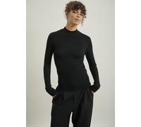 Hailys Damen Pullover Kurzer Schnitt Regular Fit Feinstrick Stehkragen Weich, Farben:Schwarz-2, Größe:L