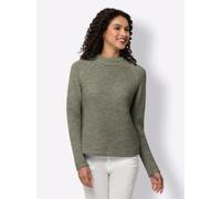 Stehkragenpullover HEINE "Pullover", Damen, Gr. 38, grün (khaki), 60% Polyester, 30% Polyamid, 10% Wolle, unifarben, Pullover Stehkragenpullover (14661406-38) khaki