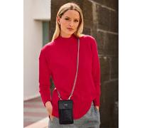 Stehkragenpullover HEINE "Pullover", Damen, Gr. 38, rot, 50% Viskose, 25% Polyester, 25% Polyamid, unifarben, Pullover Stehkragenpullover (43461444-38) rot