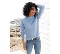 Stehkragenpullover HEINE "Pullover", Damen, Gr. 40, blau (bleu), 60% Polyester, 30% Polyamid, 10% Wolle, unifarben, Pullover Stehkragenpullover (91238056-40) bleu