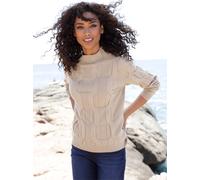 Stehkragenpullover HEINE "Stehkragen-Pullover", Damen, Gr. 34, beige (sesam), 50% Viskose, 25% Polyester, 25% Polyamid, unifarben, Pullover Stehkragenpullover (30630514-34) sesam