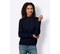 Stehkragenpullover HEINE "Stehkragen-Pullover", Damen, Gr. 36, blau (marine), 50% Viskose, 25% Polyester, 25% Polyamid, unifarben, Pullover Stehkragenpullover (25884100-36) marine