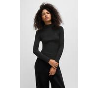 Stehkragenpullover HUGO BLUE "Sarmie", Damen, Gr. XXL, schwarz 001, Rippstrick, Obermaterial: 65% Viskose, 35% Polyamid, unifarben, figurbetont, Pullover Stehkragenpullover, mit Label-Stitching (29115