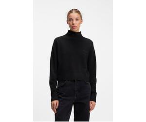Stehkragenpullover HUGO "Sestya", Damen, Gr. L, schwarz (schwarz 001), Strick, Obermaterial: 50% Viskose, 27% Polyester, 23% Polyamid, unifarben, relaxed fit hüftlang, hoch geschlossener Ausschnitt, P
