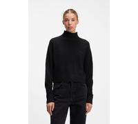 Stehkragenpullover HUGO "Sestya", Damen, Gr. XL, schwarz (schwarz 001), Strick, Obermaterial: 50% Viskose, 27% Polyester, 23% Polyamid, unifarben, relaxed fit hüftlang, hoch geschlossener Ausschnitt, 