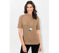 Stehkragenpullover INSPIRATIONEN "Pullover", Damen, Gr. 38, braun (camel), 100% Baumwolle, unifarben, Pullover Stehkragenpullover (87157840-38) camel