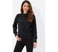 Stehkragenpullover INSPIRATIONEN "Stehkragen-Pullover", Damen, Gr. 36, schwarz, 100% Baumwolle, unifarben, Pullover Stehkragenpullover (77442502-36) schwarz