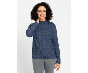 Stehkragenpullover INSPIRATIONEN "Stehkragen-Pullover", Damen, Gr. 40, blau (rauchblau), 60% Baumwolle, 40% Polyacryl, unifarben, Pullover Stehkragenpullover (46521745-40) rauchblau